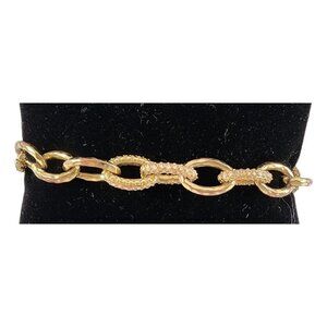 Stella & Dot Gold Tone Rhinestone Encrusted Hammered Gold Tone Chain Link Large